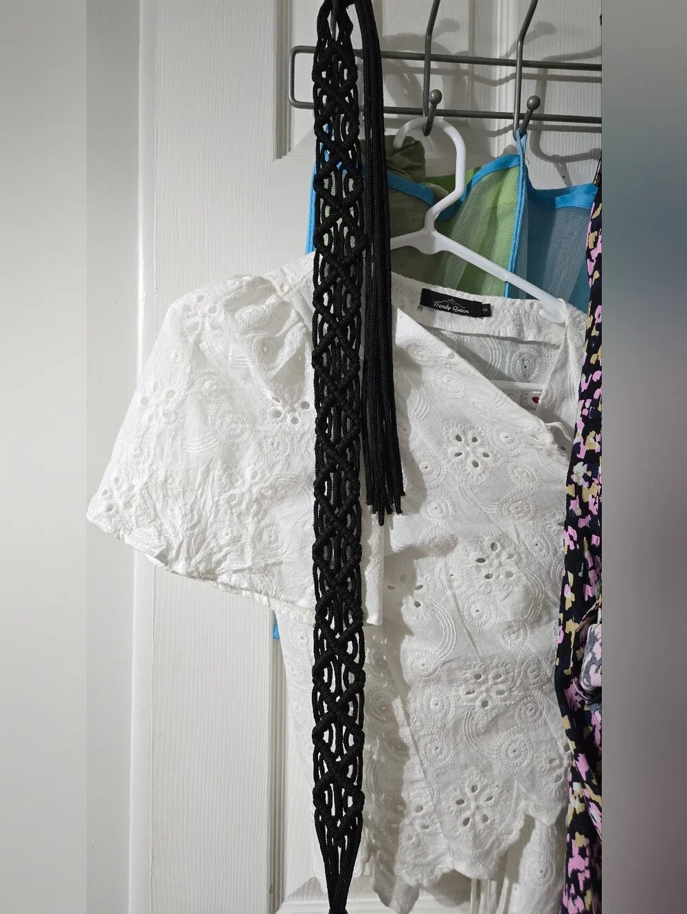 Vintage Black Macramé Hand-knotted Belt S/M
